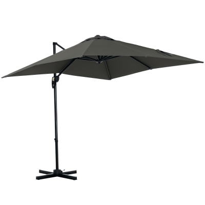 Outsunny Parasol Carré 2,5m Inclinable Gris Acier
