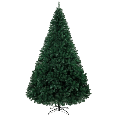 HOMCOM Árbol de Navidad de Abeto 270 cm con Ramas Articuladas 2418 Puntas de PVC Ignífugo Montaje Rápido Soporte de Acero Verde