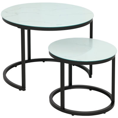 Coffee Table Set Φ60 x 45Hcm White