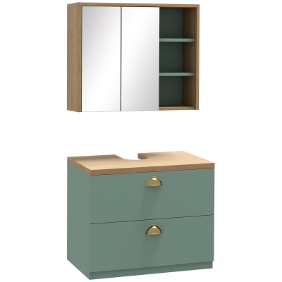 kleankin Meubles SDB Scandinave Vert 2 Tiroirs