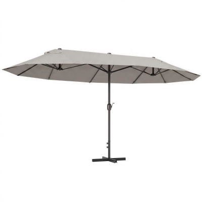Outsunny Parasol XXL 4,6m Acier Polyester Café avec Pied Croix