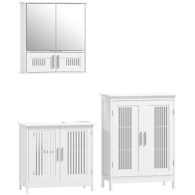 kleankin Bathroom Storage Cabinet Freestanding Double Doors White