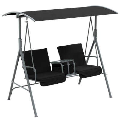 Outsunny 2-Seater Garden Swing Chair Black with Canopy