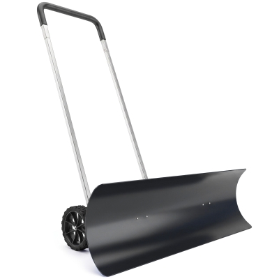 Outsunny Sneeuwschuiver 95 cm extra breed aluminium met wielen, verstelbare antislipgreep, schuin