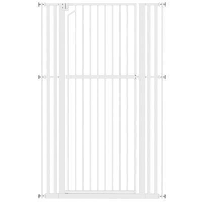 PawHut Barrera de Seguridad Niños Perros y Gatos Extra Alta 160cm Extensible 76-105cm para Puertas Escaleras Cierre Automático