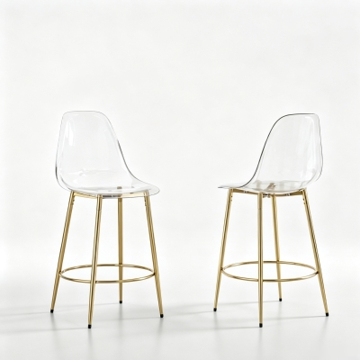 Lot de 2 tabourets de bar transparents au design flottant, Transparent