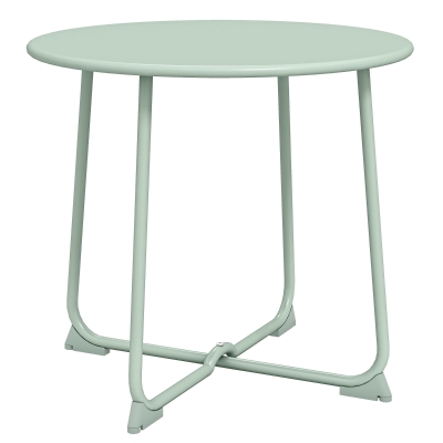 Outsunny Table Basse Ronde Extérieur Ø50cm Métal Vert Foncé