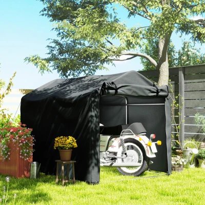 Outsunny Carpa de Jardín Exterior para Herramientas Bicicletas 2,2x1,57x1,65 m con Puerta con Cremallera Impermeable Gris Oscuro