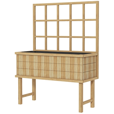 45 x 105cm Wooden Garden Planter, with Trellis - Natural