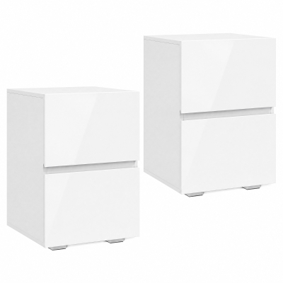 HOMCOM Set 2 Comodini da Camera da Letto con 2 Cassetti, Bianco