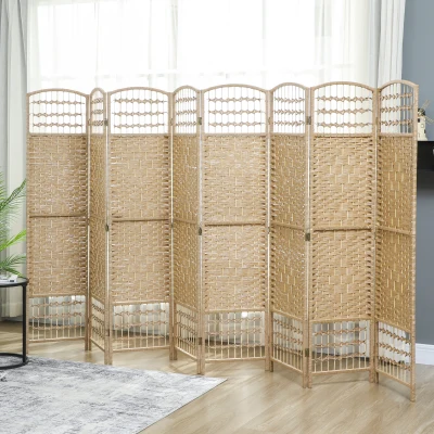 HOMCOM Paravent Bois 8 Panneaux 320x170cm Séparateur Pièce Naturel
