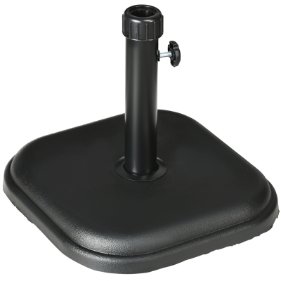 Outsunny 11kg Concrete Garden Parasol Base Holder - Square Outdoor Table Umbrella Stand Weight, Black