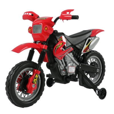 HOMCOM Moto Elettrica per Bambini 3-6 Anni con Ruote di Sostegno