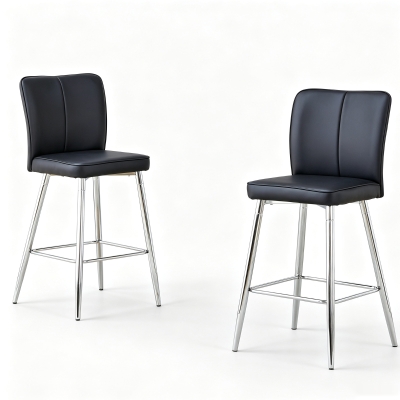 Tabouret de bar haut, Noir+Argent