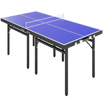 HOMCOM 5ft Folding Mini Table Tennis Set with Net Blue