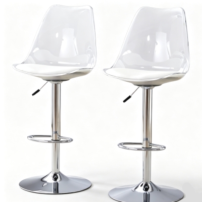 Lot de 2 tabourets de bar réglables, Blanc