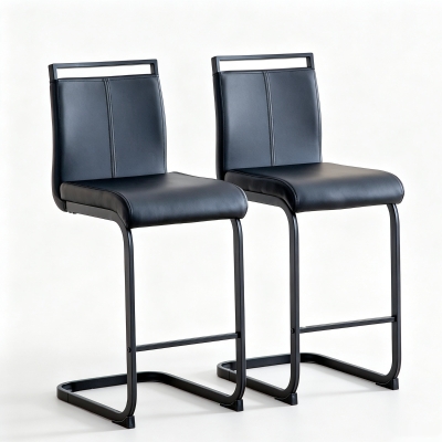 Lot de 2 tabourets de bar style nordique, Noir