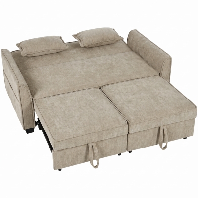 HOMCOM Divano letto 2 posti 4-in-1 in ciniglia 167 cm, marrone