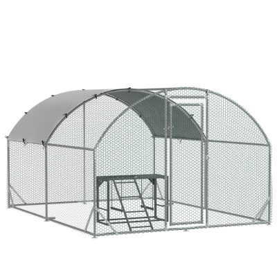 PawHut Walk-In Chicken Run with Shelf & Cover 2.8x3.8m