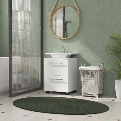 HOMCOM Badezimmerschrank, Waschbecken-Kommode mit Schublade, kompakt, Spanplatte, Weiß