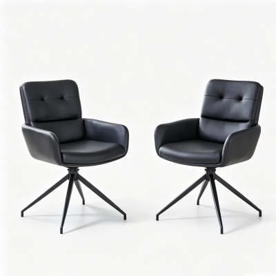 Lot de 2 chaises pivotantes style léger luxe, Noir
