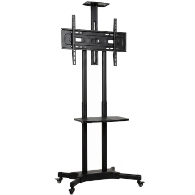 HOMCOM Stojak TV na kółkach do telewizorów 81,3–190,5 cm Regulowany stojak TV z 2 półkami, metal, max. VESA 400x600mm
