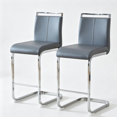 Lot de 2 tabourets de bar style nordique, Argent