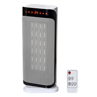 HOMCOM Chauffage 1000W/2000W Oscillant Télécommande Blanc
