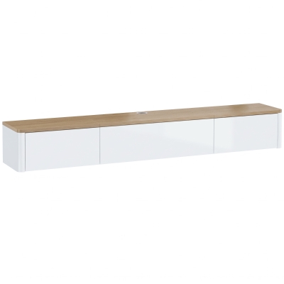HOMCOM Mobile TV Sospeso 65" 140x24x20 cm, Bianco e Color Legno