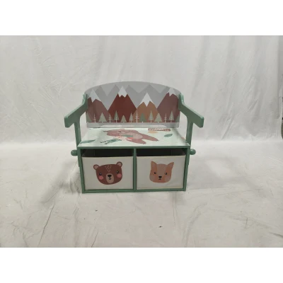 AIYAPLAY Baú de Brinquedos Infantil 3 em 1, Conjunto Mesa e Cadeiras com 2 Cestos de Tecido Removíveis e Alça, 3-6 anos, Verde