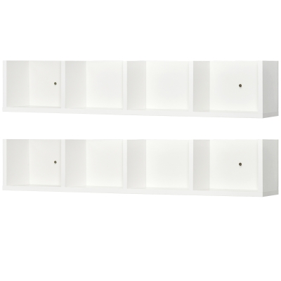 HOMCOM Wall Mount Media Storage Rack Set of 2 White
