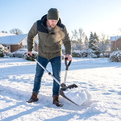 Outsunny Heavy-Duty Snow Shovel 45cm Aluminium Handle