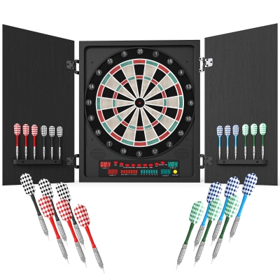 HOMCOM Cible Fléchettes Électronique 27 Jeux Noir
