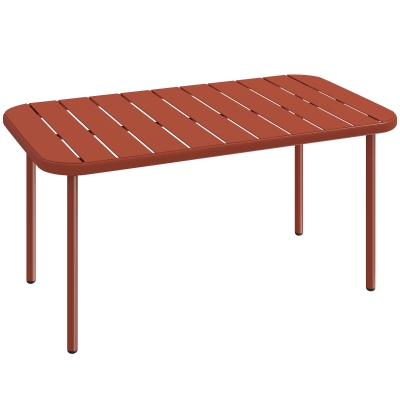 Outsunny Table Basse Jardin Acier Rouge 90x50x43cm Rectangulaire