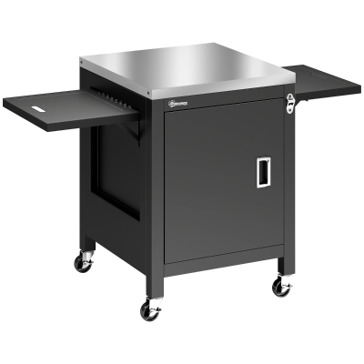 Outsunny Chariot Barbecue Acier Inox Noir sur Roulettes