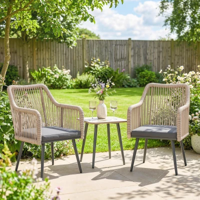 Outsunny Set 2 Sedie da Giardino Rattan con Cuscini Grigio Scuro