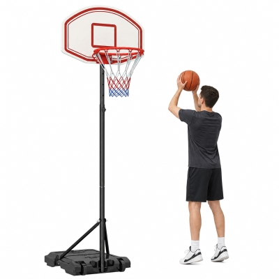 HOMCOM Canestro basket 75.5cm x 71cm x 250cm Palo nero, Tabellone bianco