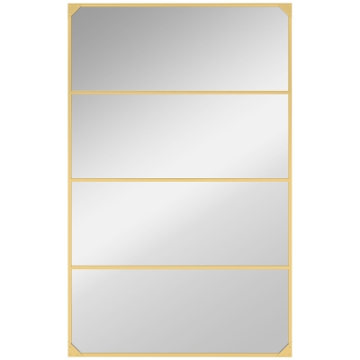 HOMCOM Miroir Verrière Industriel Métal Doré 109x69cm