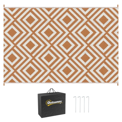 Outsunny Reversible Outdoor Rug 182x274cm Brown