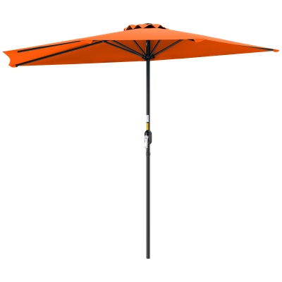 Outsunny Half Round Parasol Umbrella Orange