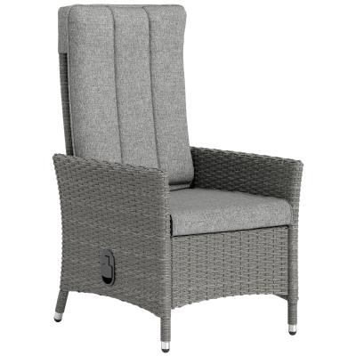 Outsunny Reclining Rattan Chair Light Grey