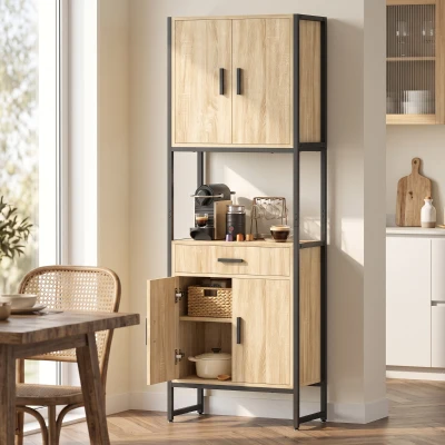 HOMCOM Armadio cucina 4 ante soft-close 60x30x170 cm, legno