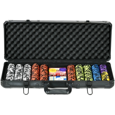SPORTNOW Set Poker Complet cu 500 Jetoane, 5 Zaruri, 2 Pachete de Cărți, 3 Butoane