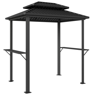 Outsunny Abri Barbecue Aluminium Noir 231x165x246cm 2 Étagères