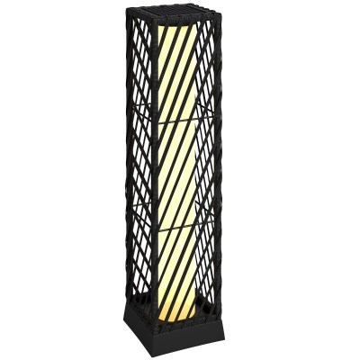 Outsunny Candeeiro de Jardim em Vime Candeeiro Solar Exterior com Luzes LED Automáticas Impermeável IP44 16x16x68 cm Preto