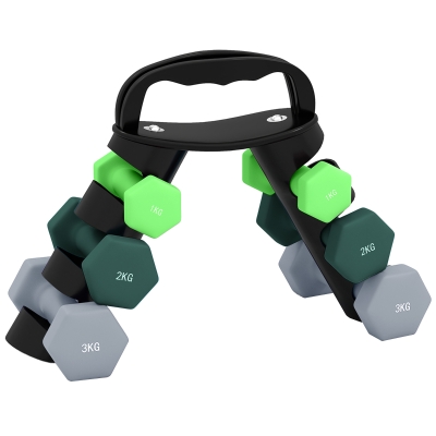 SPORTNOW Dumbbells Set with Rack 1kg-3kg Green