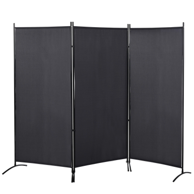 HOMCOM Paravent 3 Panneaux 2,53L Métal Polyester Brise-Vue