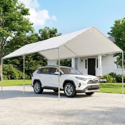 Outsunny 3x6m Heavy Duty Carport Galvanized Steel White