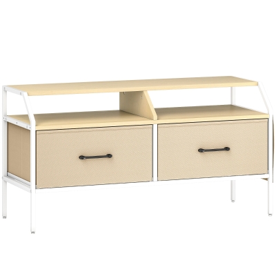 HOMCOM TV Stand Cabinet 55" with Drawers Natural Wood
