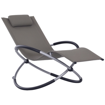Outsunny Zero Gravity Patio Chaise Lounger with Pillow Grey
